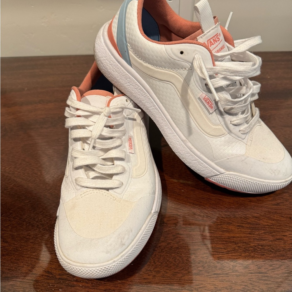 Vans White and Pink Women's Sneakers